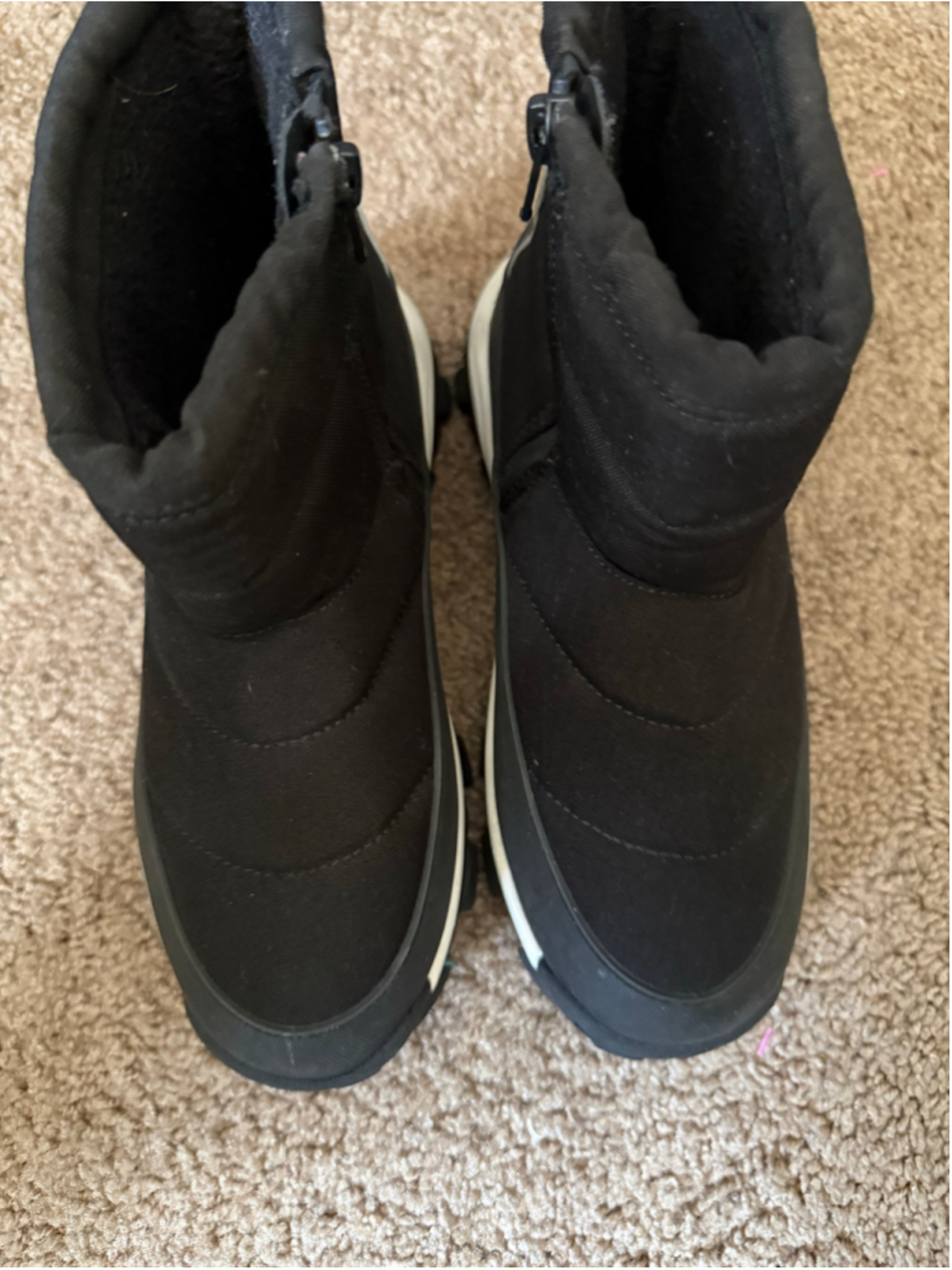 Women's Zara Black and White Puffer Winter Boots Size 7.5